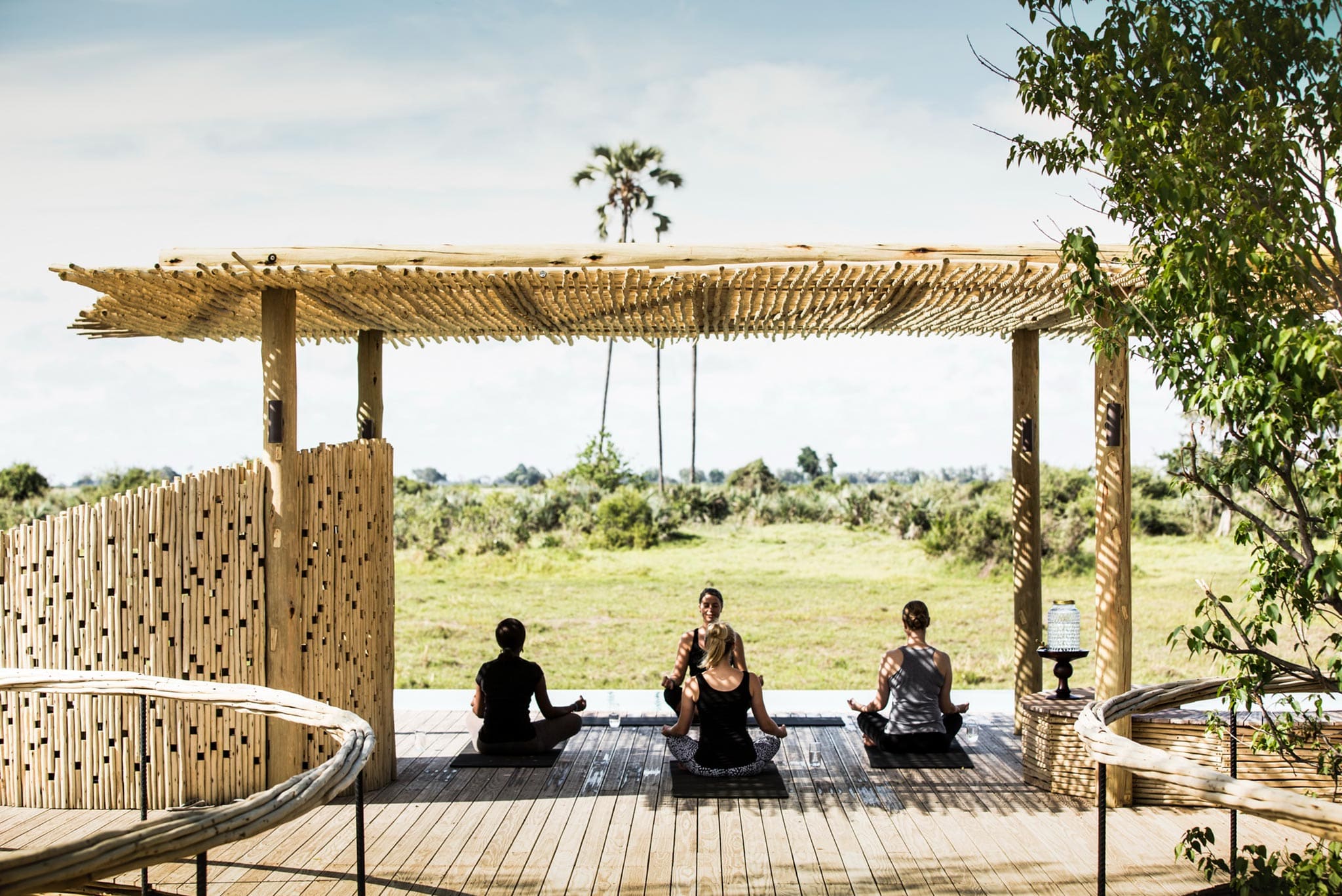 Yoga on the outdoor deck