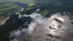 Helicopter flying above Victoria Falls